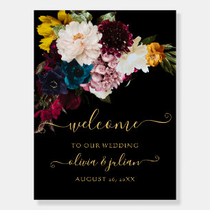 PixDezines Dark Moody Flowers Wedding Welcome Foam Board