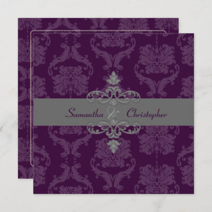 PixDezines DARK PLUM LILIANA DAMASK, DIY COLOR Invitation