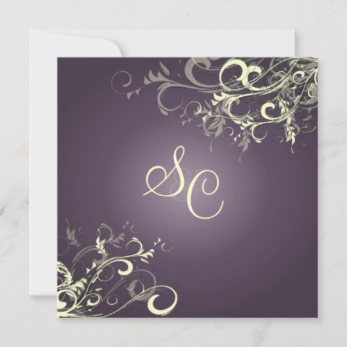 PixDezines plum+cream swirls Custom Invitation
