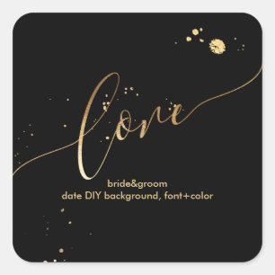 PixDezines dazzled faux gold/love Square Sticker