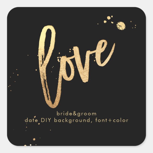 PixDezines dazzled faux gold/love Square Sticker (Front)