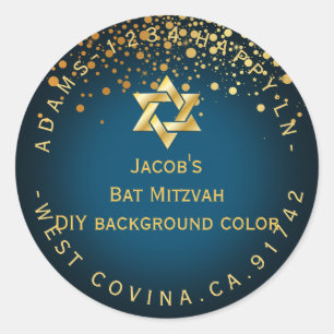 PixDezines dazzled/faux gold/mitzvah/DIY color Classic Round Sticker