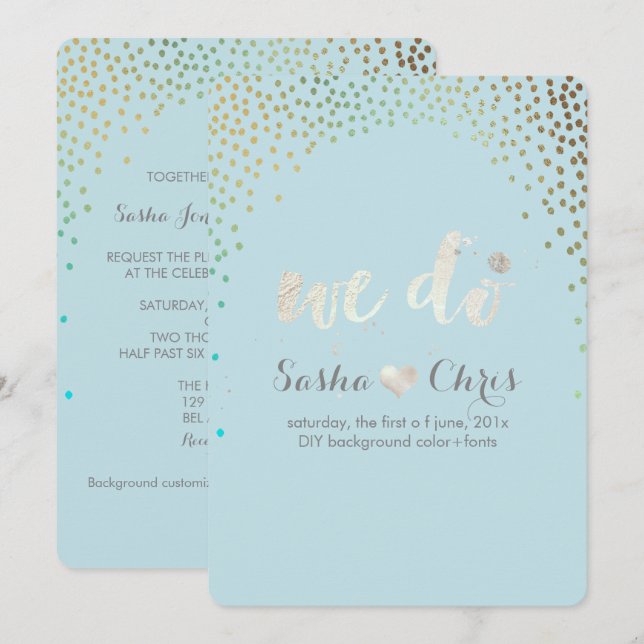PixDezines dazzled/faux gold specks/diy color Invitation (Front/Back)