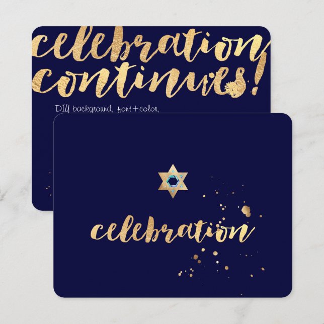 PixDezines dazzled/gold/Bar Mitzvah/reception Invitation (Front/Back)