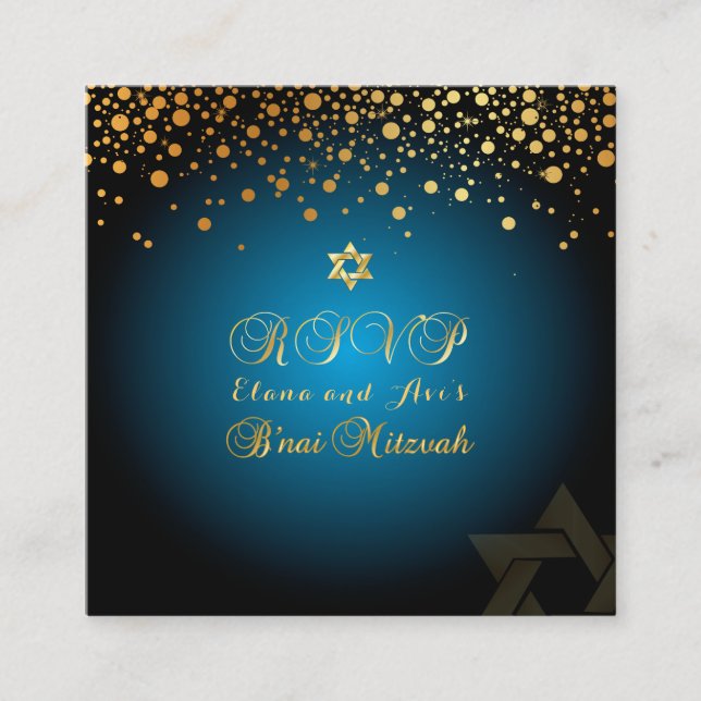 PixDezines DAZZLED GOLD/B'nai Mitzvah RSVP cards (Front)