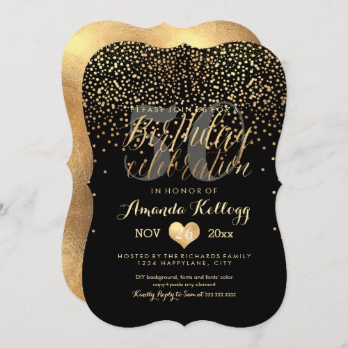 PixDezines Dazzled GoldFaux FoilBirthday Invitation