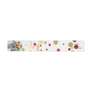 PixDezines dazzled gold+red confetti/holiday joy Wrap Around Label
