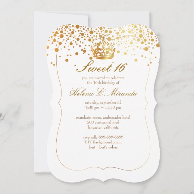 PixDezines dazzled/keep calm/Sweet 16/faux gold Invitation (Back)