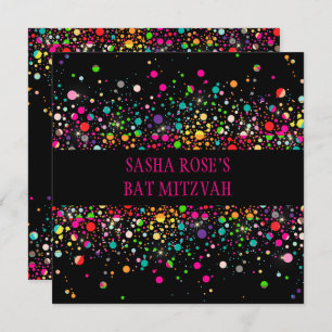 PixDezines Dazzled/Neon Specks/Bat Mitzvah Invitation