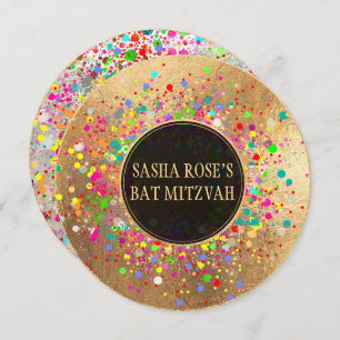 PixDezines Dazzled/Neon Specks/Bat Mitzvah ✡ Invitation