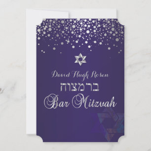 PixDezines dazzled silver/Bar Mitzvah/purple Invitation