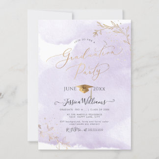 PixDezines Delicate Gold Foliage Graduation Invitation