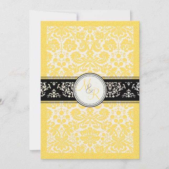 PixDezines desiree damask/buttercup yellow Invitation (Front)