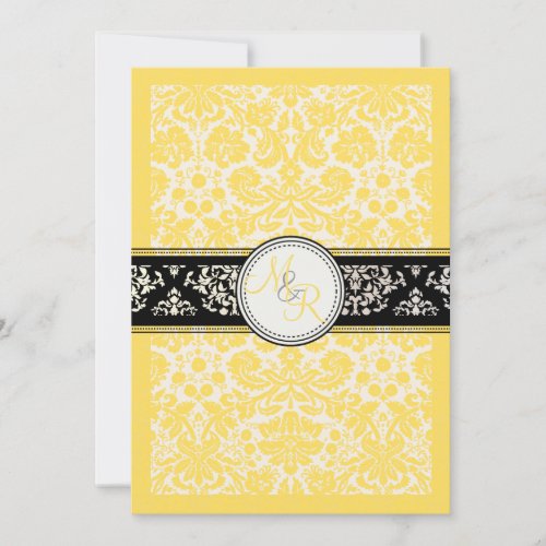 PixDezines desiree damask/buttercup yellow Invitations