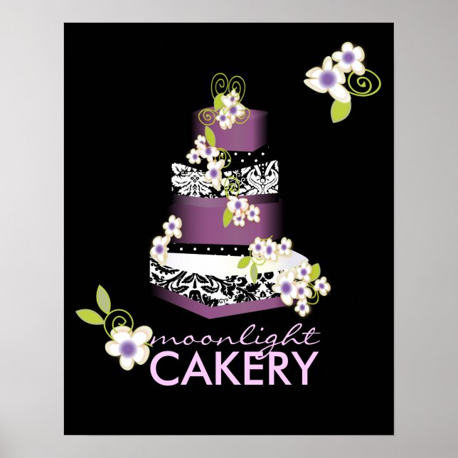 PixDezines Desiree Damask Cake, Lilac Poster (Front)