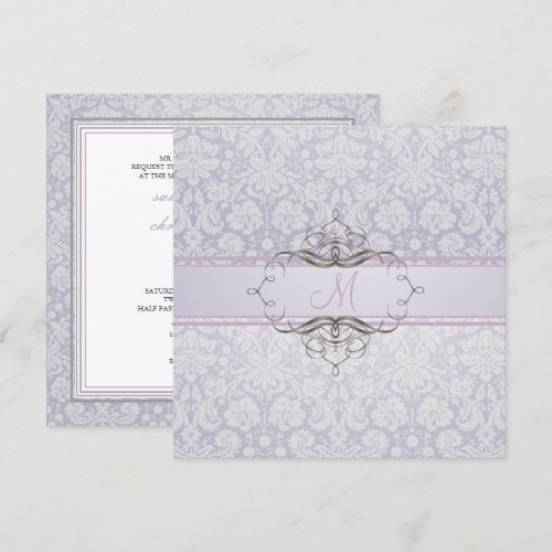 Baroque lace damask/lilac Invitations