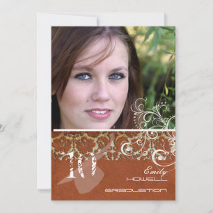 PixDezines Desiree Damask+Swirls Graduation Invitation