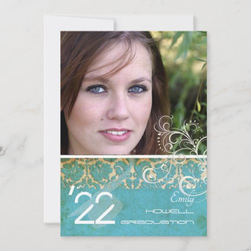 PixDezines Desiree Damask/vintage turquoise Invites