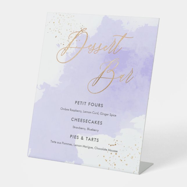 PixDezines Dessert Bar Lavender Watercolor Swatch  Pedestal Sign (Front)