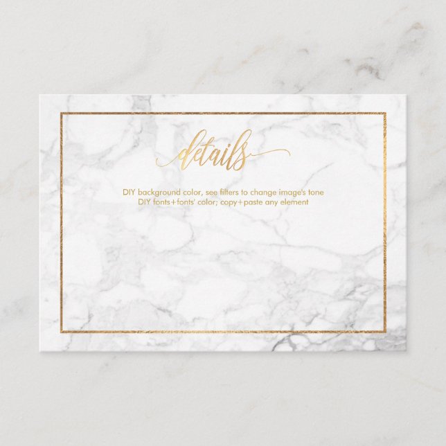 PixDezines DETAILS CARDS/MARBLE+FAUX GOLD Enclosure Card (Front)