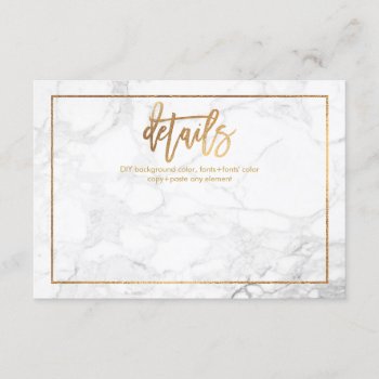 Pixdezines Details Cards/marble Faux Gold Enclosure Card by custom_stationery at Zazzle