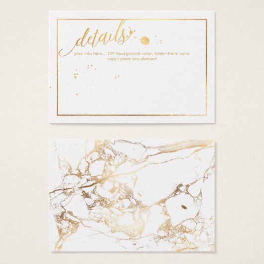 PixDezines Details Cards/Marble /White+Gold (Front & Back)