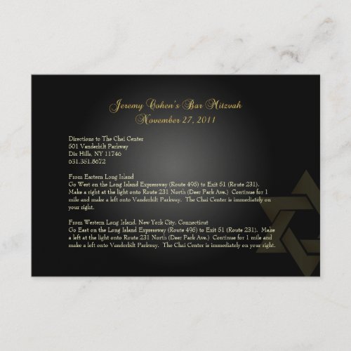 PixDezines directions Bar Mitzvahblackgold Enclosure Card