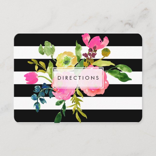 PixDezines Directions Floral Mitzvah/DIY bckgrnd Enclosure Card (Front)