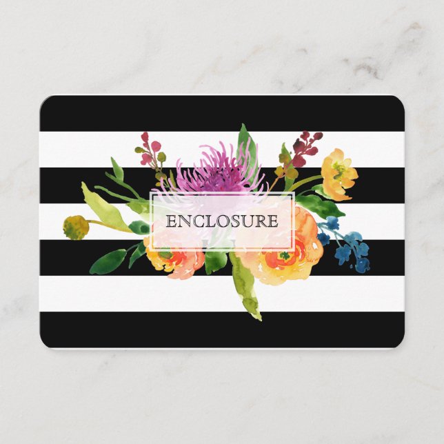 PixDezines directions mitzvah/DIYstripes/floral Enclosure Card (Front)