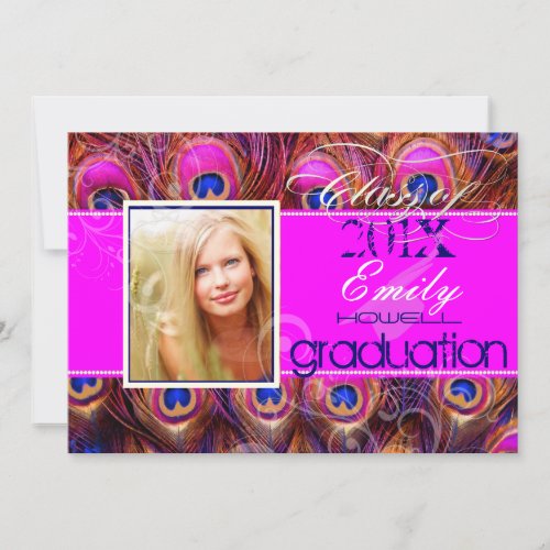 PixDezines diy 2012 Grads pink peacock Invitation