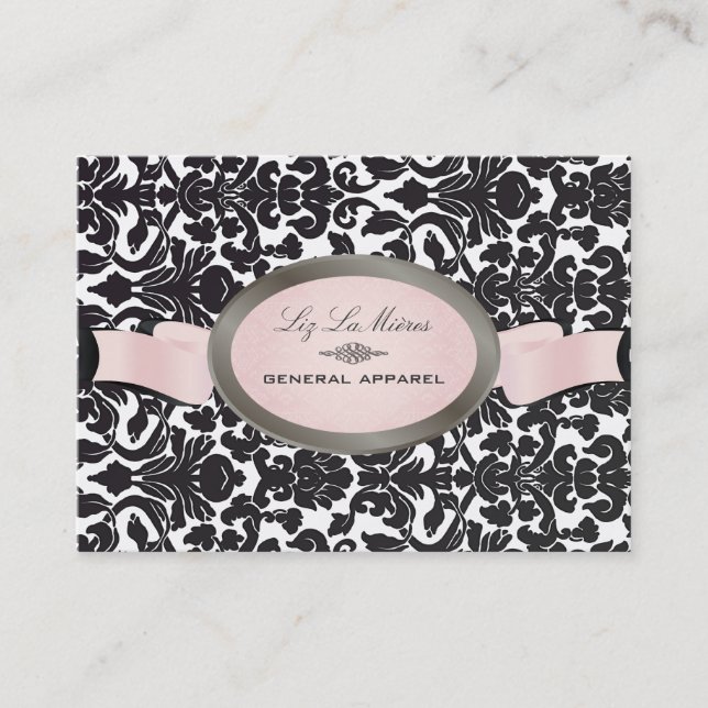 PixDezines/diy background/black flora damask Business Card (Front)