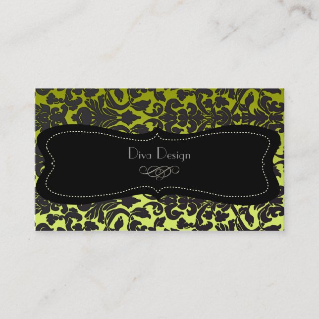 PixDezines diy background/ /black flora damask Business Card (Front)