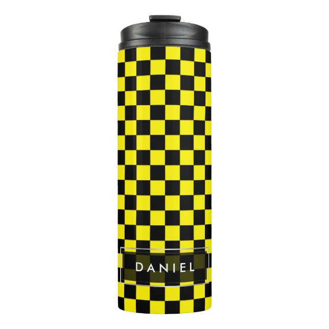 PixDezines DIY Background/Checkered Thermal Tumbler (Front)
