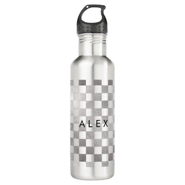 PixDezines DIY Background/Checkered Water Bottle (Front)