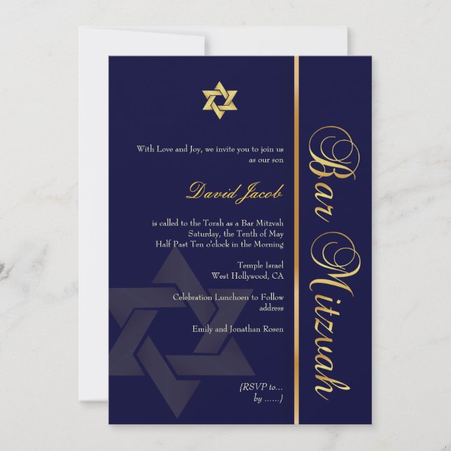 PixDezines DIY BACKGROUND/CLASSIC GOLD/BAR MITZVAH Invitation (Front)