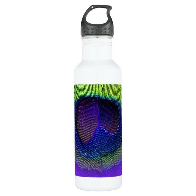 PixDezines diy background color/peacock eye Water Bottle (Front)