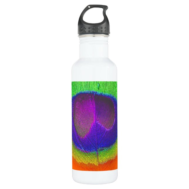 PixDezines diy background color/peacock eye Water Bottle (Front)