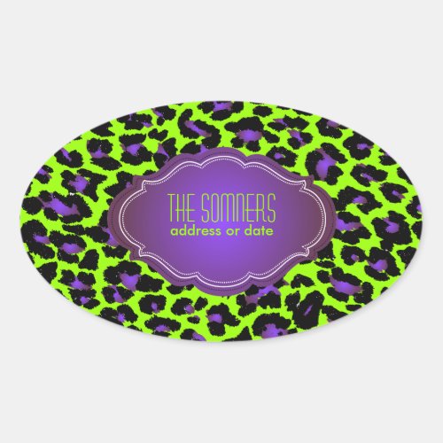 PixDezines DIY background colorpurple cheetah Oval Sticker
