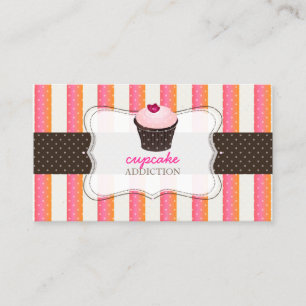PixDezines diy background/cupcake+stripes Business Card