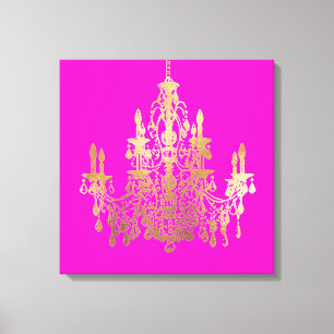 PixDezines DIY Background/Faux Gold Chandelier Canvas Print