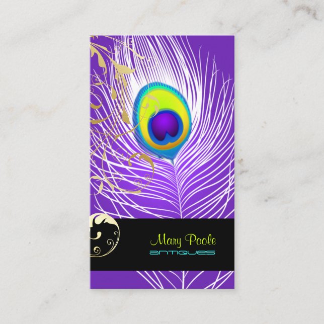 PixDezines diy background/peacock+filigree Business Card (Front)