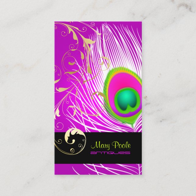 PixDezines diy background/peacock+filigree Business Card (Front)