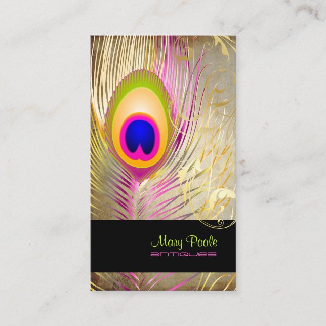 PixDezines DIY background/peacock+filigree swirls Business Card (Front)