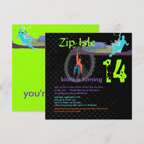 PixDezines Zip Line/DIY background color Personalized Invitations