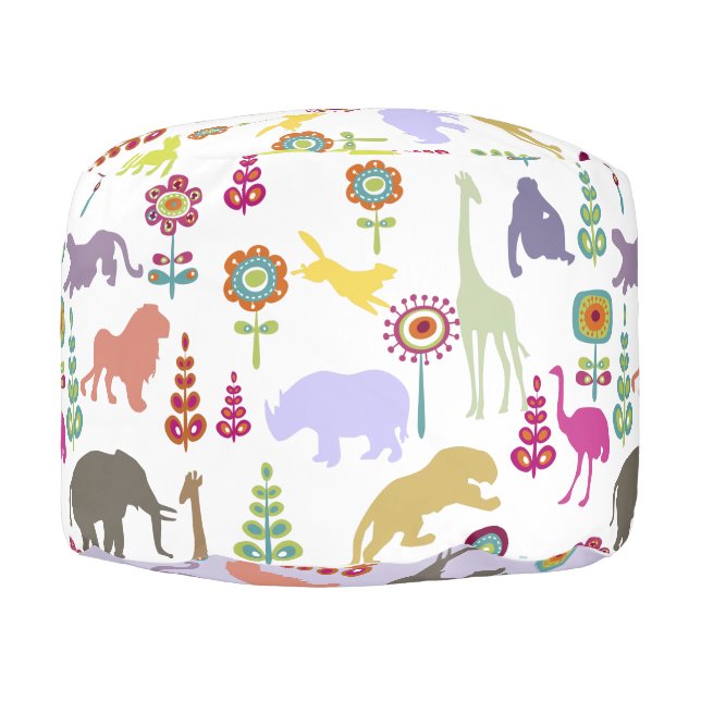 PixDezines DIY bckgrnd colors/safari/jungle Pouf (Right)