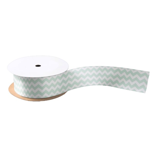 PixDezines DIY color adjustable mint green chevron Satin Ribbon (Spool)