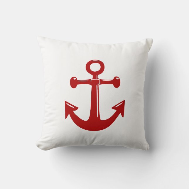 PixDezines DIY color/anchors nautical red Throw Pillow (Front)