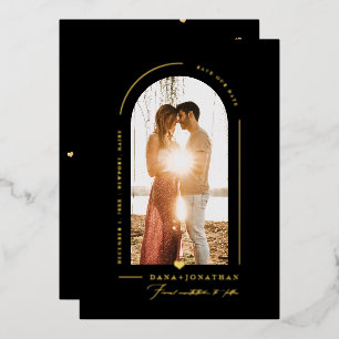 PixDezines DIY color Black Arch Save Our Date Foil Invitation