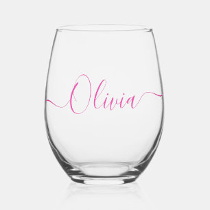 PixDezines DIY color Custom Wine Tumbler Stemless Wine Glass