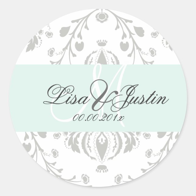 PixDezines diy color/damask wedding Classic Round Sticker (Front)